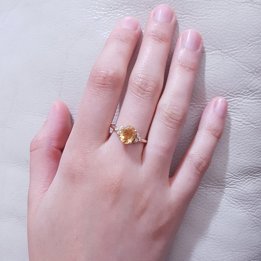 Citrine Engagement ring, Antique inspired Engagement ring