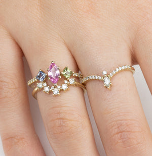 3 stone sapphire engagement ring set