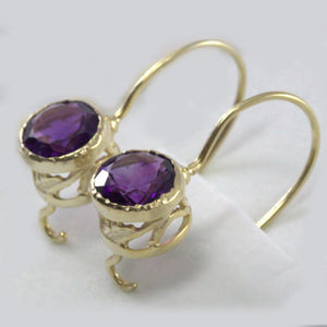 Amethyst gold dangle earrings