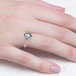 Aquamarine ring, Rose Gold engagement ring, Blue Stone Ring 