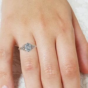 Voctorian style engagement ring, Oval 9x7 Aquamarine Ring, 