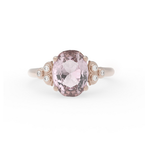 Morganite Engagement Ring Side Diamonds, Rose gold Ring