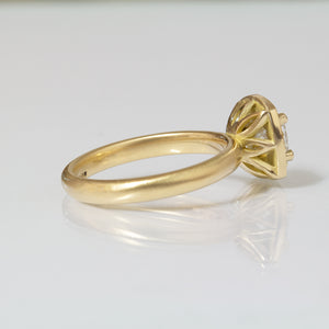 Cushion Cut Diamond Halo Engagement Ring, 18k gold- Nili ring
