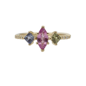 Dahlia 3 Sapphire Engagement ring, Boho Ring Anvehu Jewelry