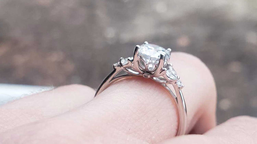 Diamond ring, white gold, custom designe