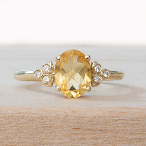 Yellow Stone Ring, Citrine Ring, Classic Engagement Ring, Adva