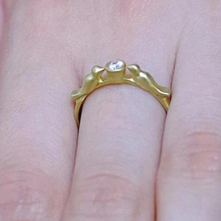 Birds Gold Ring, Diamond Engagement Ring