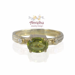 Peridot Ring August Birthstone ring Oval 7x5