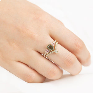 Noga Green And Blush Pink Sapphire Ring