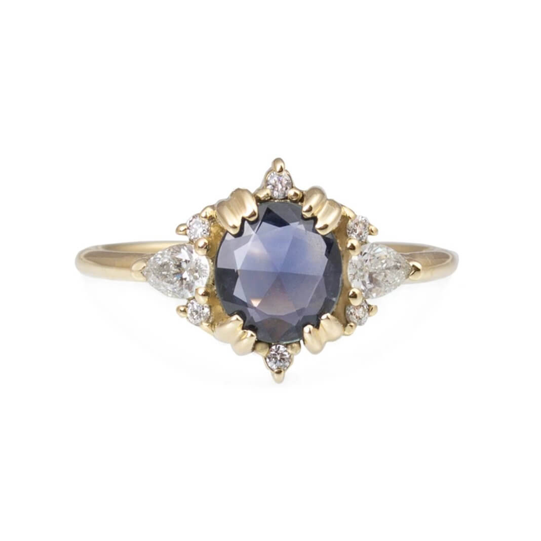 Shira Rosecut Blue Sapphire Cluster Ring