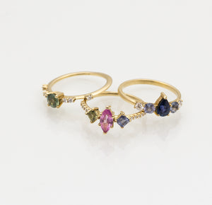 Sapphire Rings, Pink Blue Green Sapphire Rings