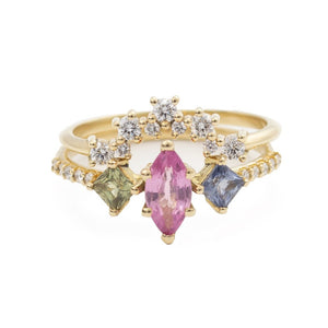 Sapphire engagement ring set 2pc,, Diamond band, Anvehu jewelry 