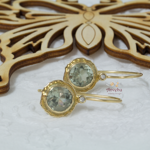 Solid Gold Dangle earrings - Anvehu jewelr