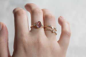 pink rose cut sapphire engagement ring, Emuna ring 